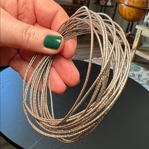 Vintage Etched Silver Interlocked Bangles Stack